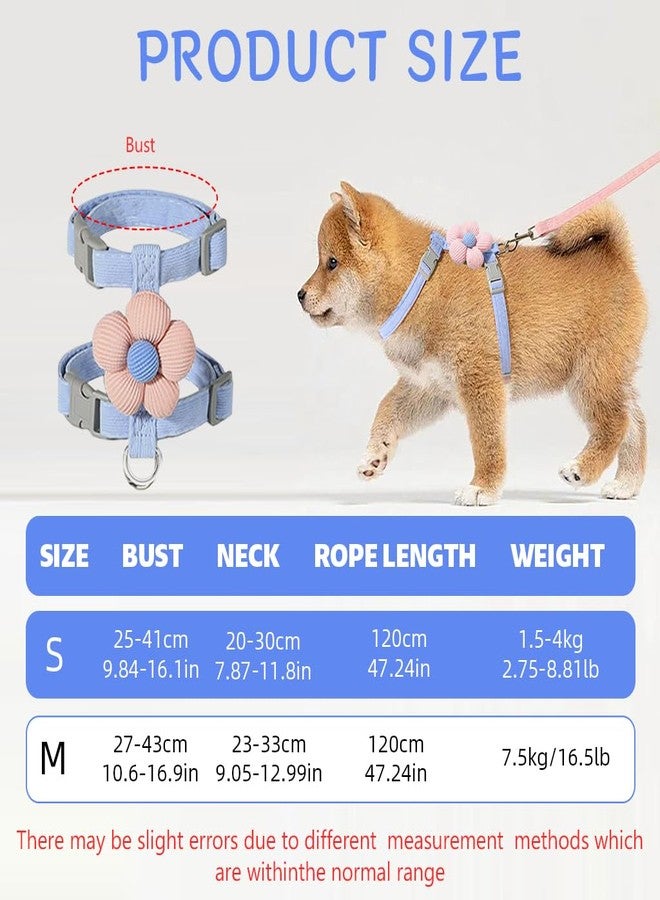 Qpets طقم حزام ومقود للقطط من كيو بيتس®، طقم حزام ومقود للقطط الصغيرة مع مشبك سريع الفتح، حزام لطيف للحيوانات الأليفة على شكل زهرة مانع للهروب للمشي والسفر في الهواء الطلق (صغير، محيط الصدر 25-41 سم، محيط الرقبة 20-30 سم) - Image 2